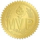 thumbnail image 1 of Sellos adhesivos para sobres de 2 pulgadas con relieve dorado para certificados MVP, premios, diplomas, medallas, 100 unidades., 1 of 7