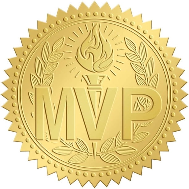 Sellos adhesivos para sobres de 2 pulgadas con relieve dorado para certificados MVP, premios, diplomas, medallas, 100 unidades.