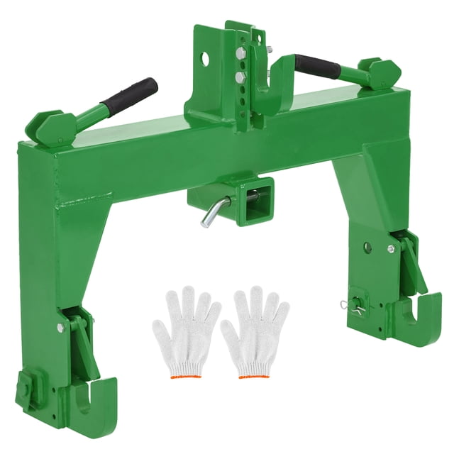 Adaptateur d'Attelage Rapide à 3 Points, Adaptateur Robuste pour Récepteur d'Attelage de Remorque de 2 Pouces vers la Catégorie 1, Capacité de Levage de 3000 Lb, Réglable à 5 Niveaux, Rouge Vert Noir Orange