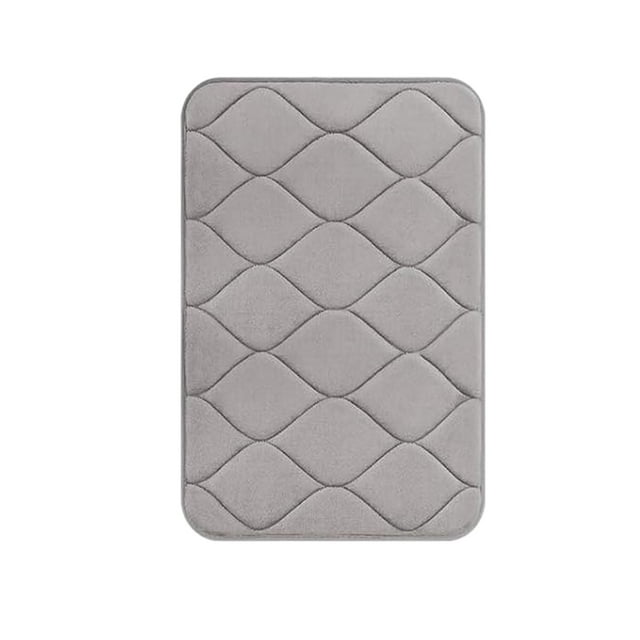 yulier Memory Foam Bath Mat Rug 24"x16", Ultra Soft Non Slip Absorbent Bathroom Rug, Machine Washable Bath Rug Carpet for Bathroom Floor, Tub and Shower, Gray