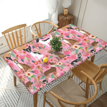 

Home Deluxe Tablecloth Chihuahua Dog Cute Pink Waterproof Elastic Rim Edged Table Cover- For Christmas Parties And Picnics 5ft