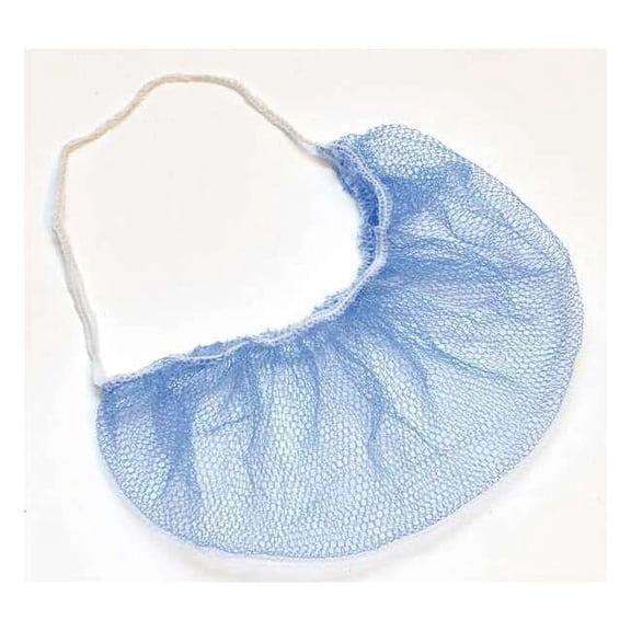 Beard Net, Nylon, Polyester, 18 in Dia., Blue, Universal, 1000 PK