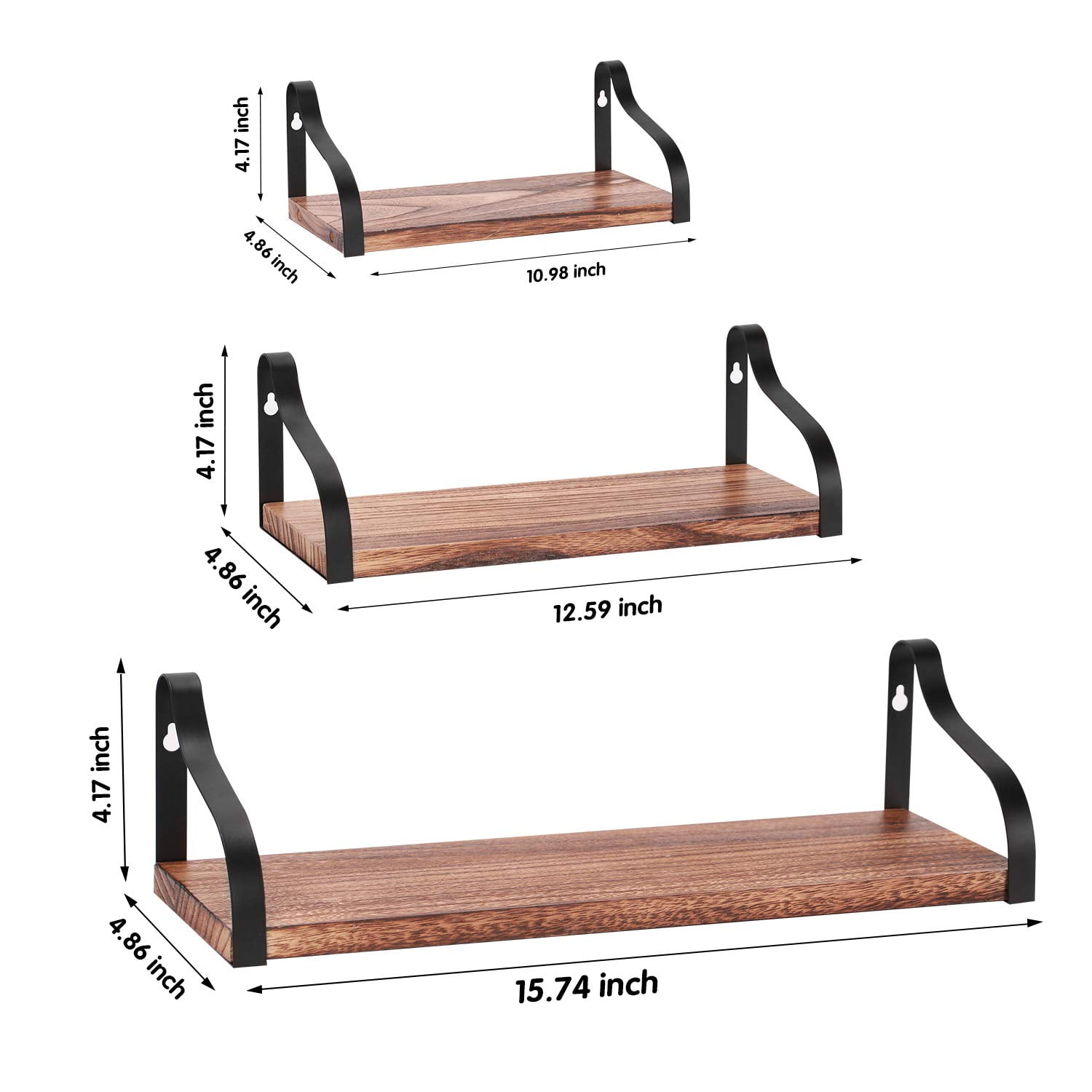 NEX Wall Shelves, Floating Shelves Set Of 3, Paulownia Wood Board