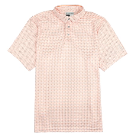 PGA TOUR Men's Airflux Geo Print Polo Golf Shirt Large Orange White