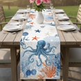 thumbnail image 4 of Coastal Blue Octopus Table Runner 72 Inches, Summer Nautical Marine Life Leaves Bed Runner Dresser Scarves Tabletop for Indoor Outdoor Parties/Ceremony/Banquet, 18" x 72", 4 of 9