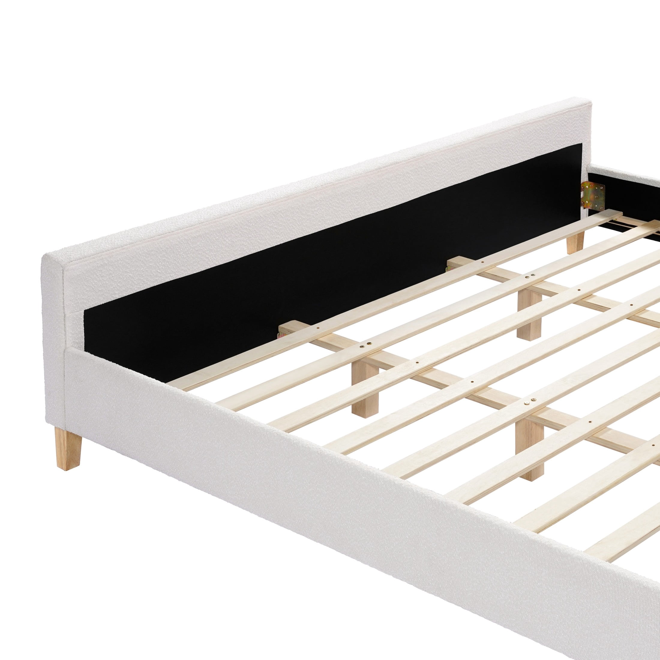 Christopher Knight Home King Boucle Upholstered Platform Bed with Thick Padded Headboard, Ivory