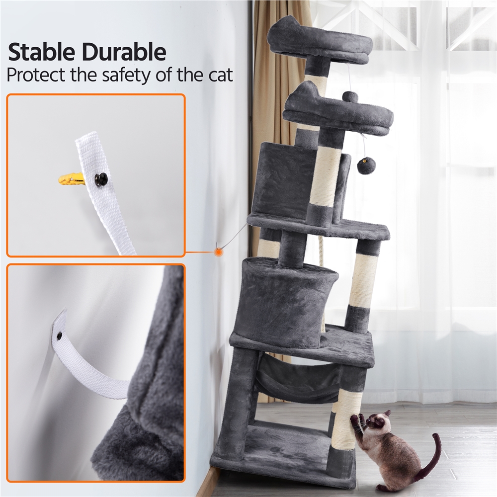 Alden Design 62in Double Condo Cat Tree and Scratching Post Tower photo 5
