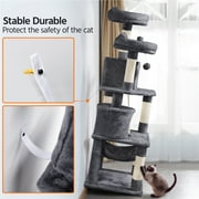 Alden Design 62 Tall Double Condo Cat Tree and Scratching Post Tower, Dark Gray