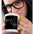 thumbnail image 2 of 3drose, Image of Black Minimalist Painting with Three Silver Metallic Ovals, 11oz Two-tone Yellow Mug, 2 of 6