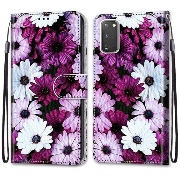 For Samsung Galaxy S20 Plus Case, Mantto Magnetic PU Leather Phone Case With Hand Rope Strap Cute Pattern Painted Flip Credit/ ID Card Wallet Slots Stand, Gradient Flower
