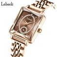 thumbnail image 3 of Watches for Women Rose Gold Square Stainless Luxury Fashion Diamond Analog Quartz Waterproof Dress Casual Small Simple Ladies Female Wife Gifts Gold Wrist Watch, 3 of 7