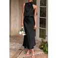 thumbnail image 4 of Vestido PRETTYGARDEN 2025 sin mangas de satén con cuello simulado negro M, 4 of 8