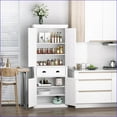 thumbnail image 5 of Kitchen Pantry Cabinet, 72.5” Tall Traditional Colonial with 2 Doors, Drawer & Adjustable Shelves, White | Freestanding | MDF, 5 of 9