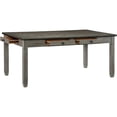 thumbnail image 6 of JERFIT 6-Piece Dining Set with Storage Drawers, Upholstered Bench and Chairs, Antique Gray and Coffee Finish, Solid Wood Country Kitchen Table, 6 of 10