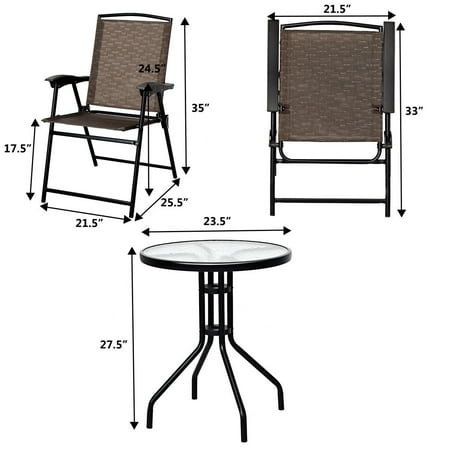 3pc Bistro Patio Garden Furniture Set 2, 10 215 Dining Room Table Sizes
