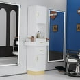 thumbnail image 7 of OmySalon Salon Storage Station, Barber Stations Beauty Salon Spa Equipment with 2 Drawers, 2 Storage Cabinet, 6 Hair Dryer Holders for Hair Styling, White Gold, 7 of 7