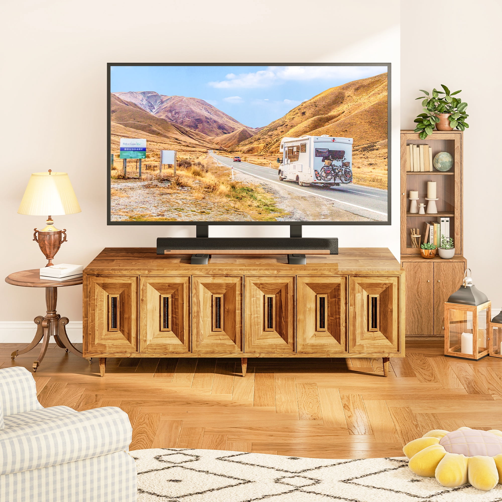 TAVR Furniture Table Top TV Stand Universal Base Height Adjustable for Most 37 to 86 inch LCD LED TVs