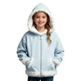 thumbnail image 3 of Jinhomg Girls Zip up Hoodie Jacket Sherpa Lined Jackets Kids Cute Fur Trim Hooded Sweatshirts Warm Winter Fleece Coats Outwear with Pockets, 3 of 7