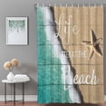 thumbnail image 3 of Bathroom Shower Curtain Beach Life Seaside Starfish Sea Water Waterproof Shower Curtains with Hooks, Sand Coastal Nautical Theme Bath Curtains Bathtub Curtain Home Decor 60x72in, 3 of 9