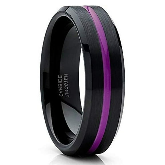 6mm Purple Tungsten Wedding Ring,Purple Wedding Ring,Tungsten Carbide Ring,Engagement Ring,Black Tungsten Ring