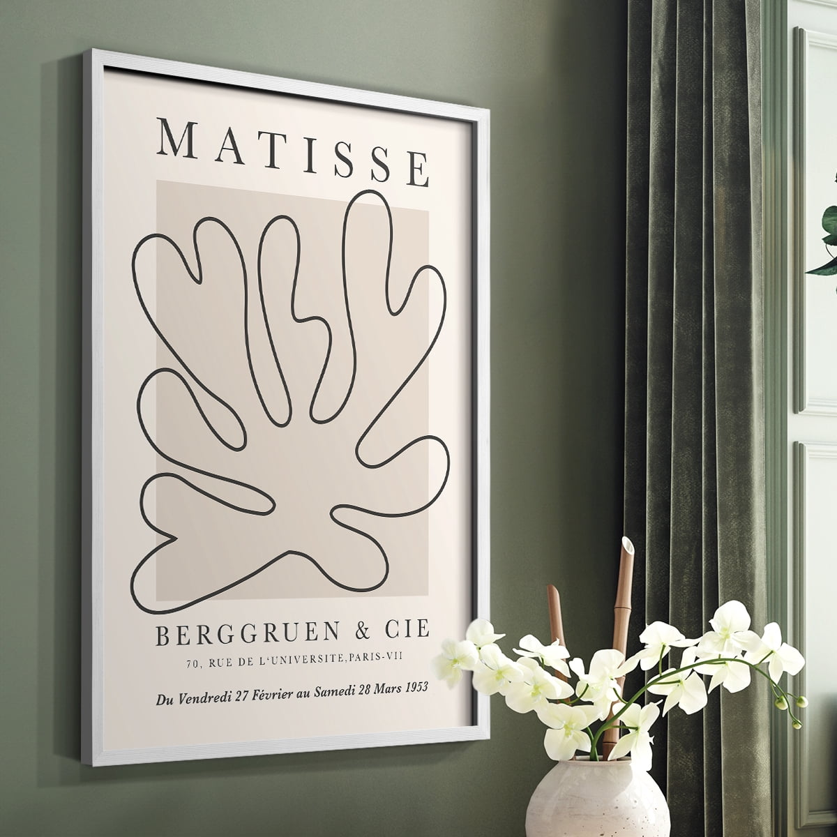 Matisse CCCLXVIII in White Solid Wood 16 x 20 Framed Print