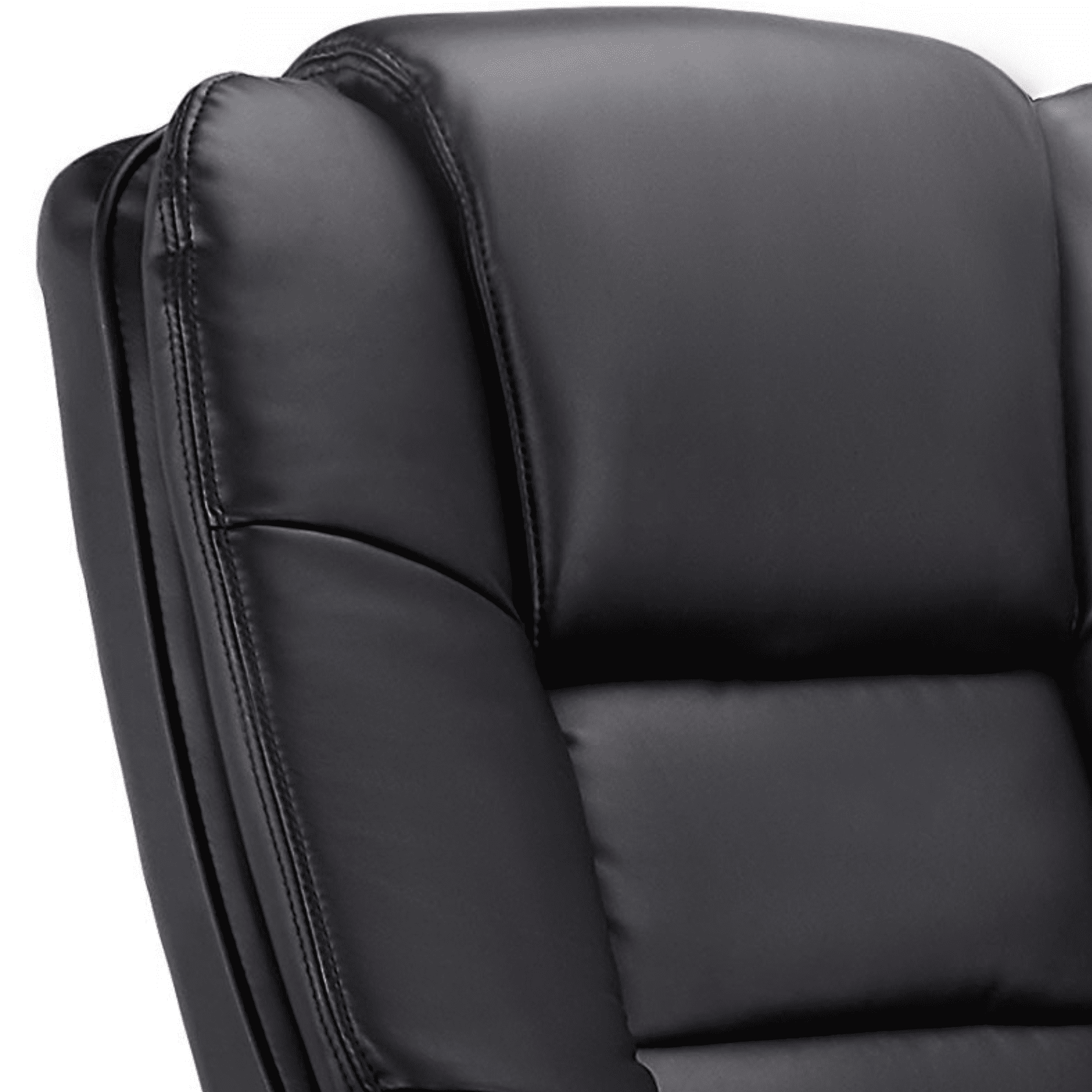 32'' Wide Manual Swivel Standard Recliner with Ottoman,Faux Leather,Black