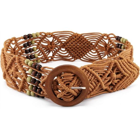 YooGuoGuo Women Woven Waist Belt Cotton Crochet Summer Beach Handwoven Rope Braided Skinny Dress Belt Fashion Bohemian Beads