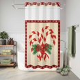 thumbnail image 6 of No Hook Shower Curtain with Built-in Rings - Red Christmas Pattern Washable Waterproof Fabric Bathroom Curtains for Hotel,Rentals, Stall 54 X 78 Inch , Candy Cane Bow Pine Branch, 6 of 9