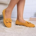 thumbnail image 3 of Bow Buckle Slip on Penny Loafers Boat Shoes for Women Suede Fall Casual Oxfords Low Heels Dress Ballet Flats, 3 of 5