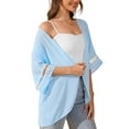 thumbnail image 5 of Uvplove women's Swimsuit Cover Up Shirt Lightweght Puff Sleeve Cardigan Chiffon Blouse Top,Light Blue,XXL, 5 of 8