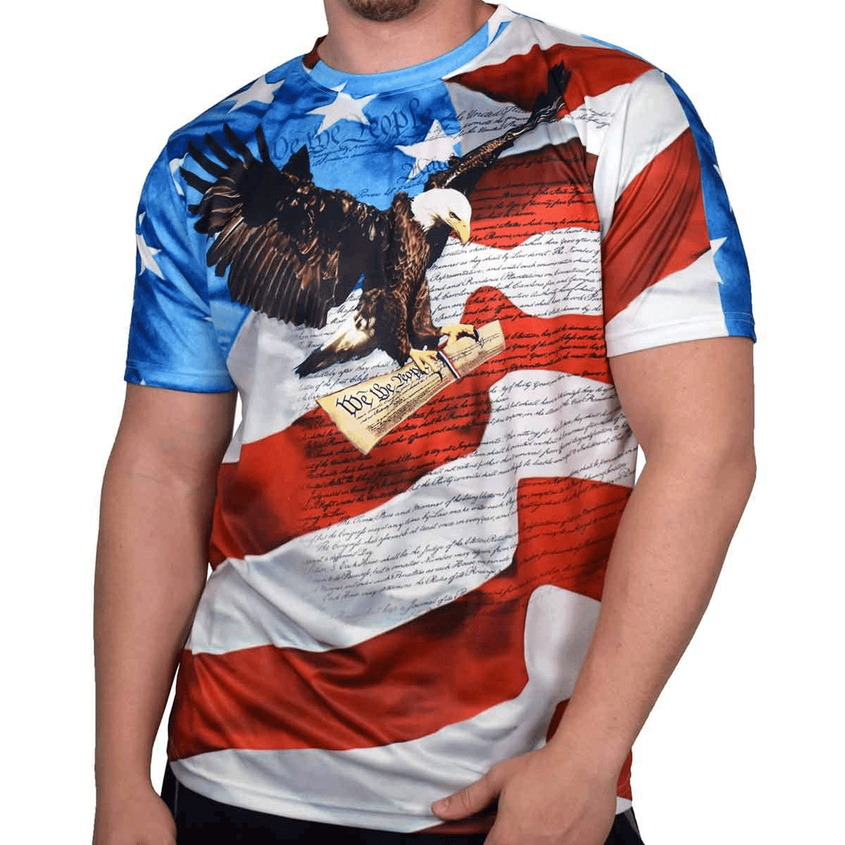 Velocitee Mens Long Sleeve T Shirt American Icon Eagle USA Flag Biker  A17992 