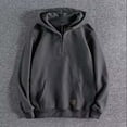 thumbnail image 2 of LWavelet Men's Casual Fleece Pullover Hoodie with Half Zip, Warm Long Sleeve Sweatshirt, Soft Kangaroo Pocket Top, Brown, 2 of 4