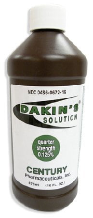 Dakin's Solution-Quarter Strength 304360672168 Sodium Hypochlorite 0.125% Wound Therapy for Acute and Chronic Wounds by Century Pharmaceuticals