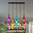 thumbnail image 3 of FETCOI Color Glass Beer Bottle Chandelier 5 Heads Glass and Metal Suspension Device Ceiling Glass Ceiling Light Fixture Chandelier(Rectangular), 3 of 8