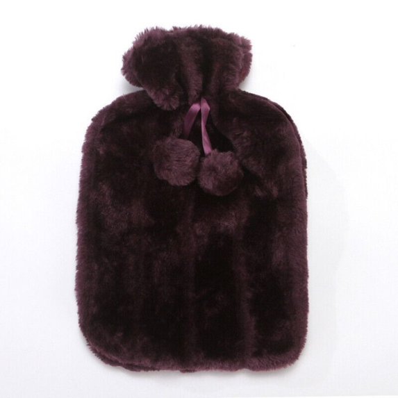 2L Explosion Proof Plush Cold-proof Removable Hot Water Bottle Cover Winter Protective Case Faux Fur Fleece Heat Preservation Covers PURPLE