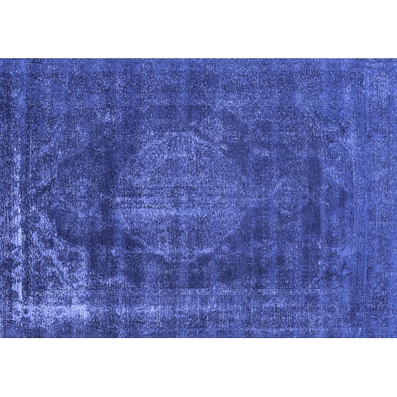 Ahgly Company Machine Washable Indoor Rectangle Oriental Blue Industrial Area Rugs, 2' x 4'