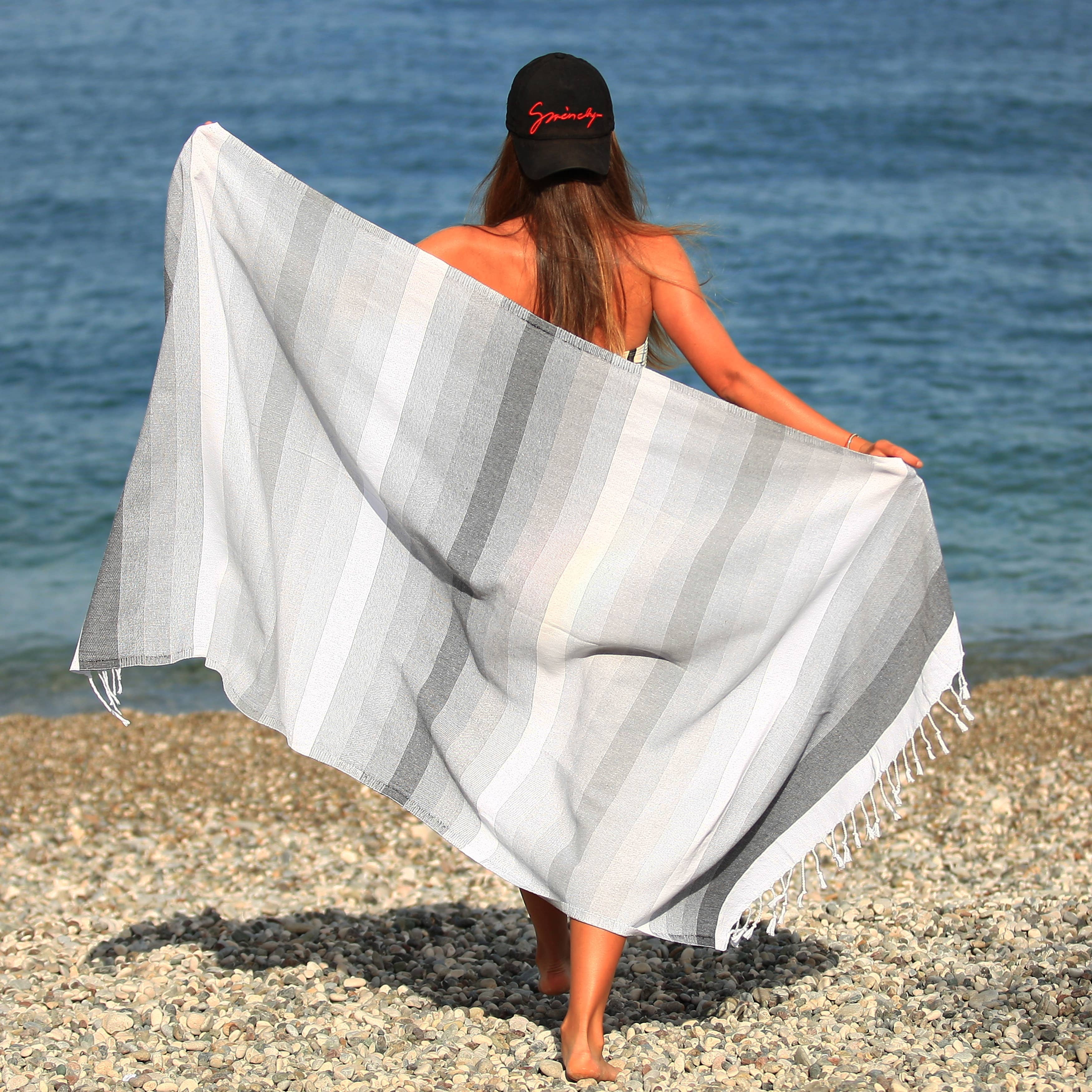 Shop Striped Tie Dyed Tan Turkish Beach Towel