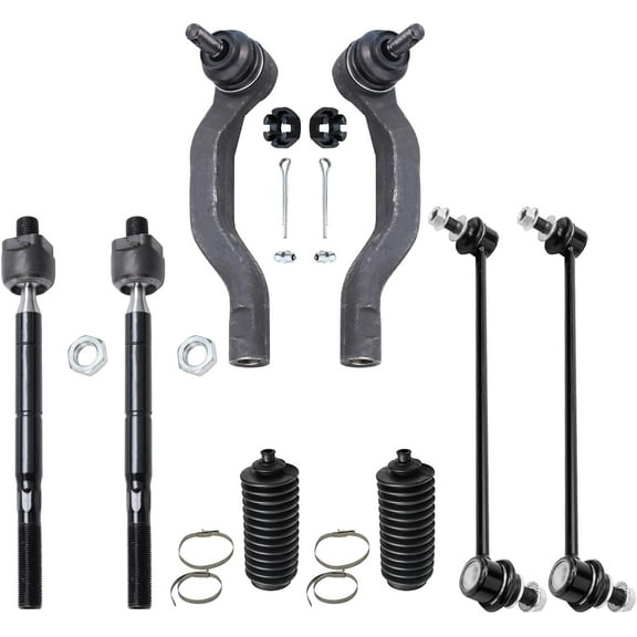 Detroit Axle - Front 2 Sway Bars 4 Outer Inner Tie Rod Ends & Boots Kit for 2006-2018 Toyota RAV4