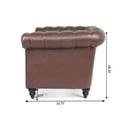 thumbnail image 5 of Chesterfield Sofa Leather,PU Leather Rolled Arm Chesterfield Single Sofa,Mid Century Upholstered Sofa Couch with Rolled Arms and Nailhead Trim Decoration for Living Room Bedroom Office,Dark Brown, 5 of 7