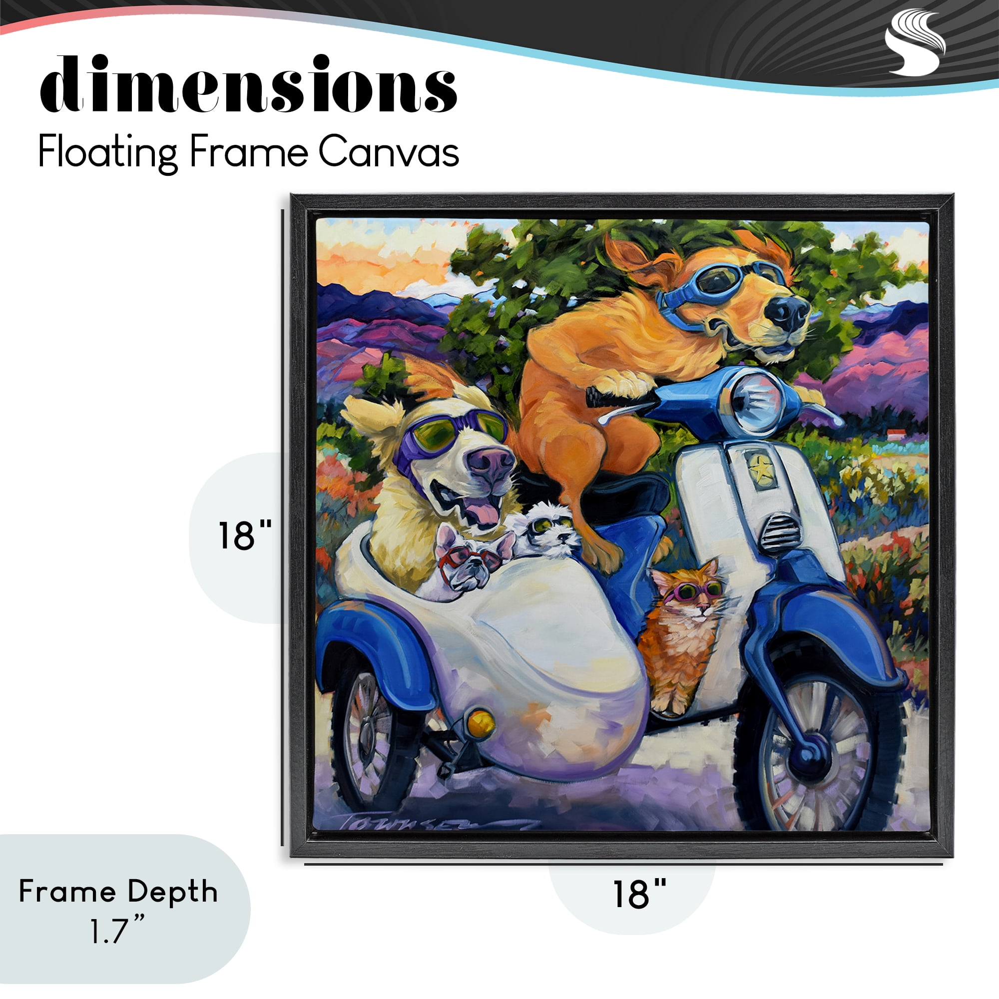 Stupell Industries All Doggled Up Sidecar Black Framed Floater Canvas Wall Art, design by CR Townsend