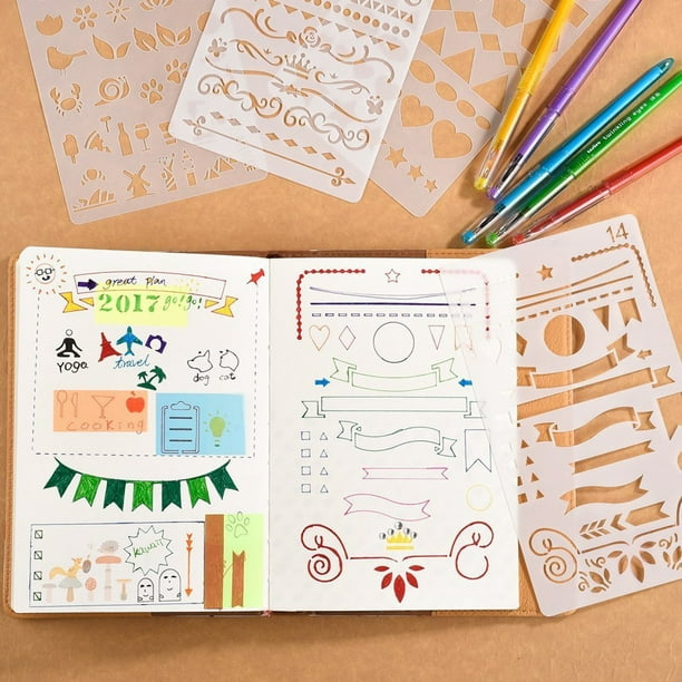 Fridja Color Pen Set Template plastic Notepad Scrapbook Supplies DIY  Drawing Template 
