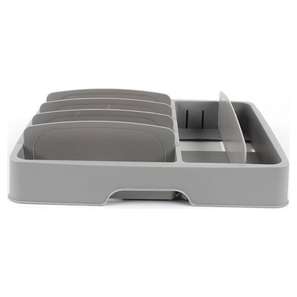 Naiovety Soporte para tapa de olla, cubierta ajustable para sartén, tenedor, cuchara, estante de almacenamiento, Bar, restaurante, cocina, Organizadores de utensilios de cocina Gris