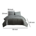 thumbnail image 5 of Benjara 3 Piece Crinkles Queen Size Coverlet Set with Vertical Stitching, Gray, 5 of 5