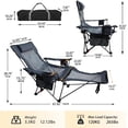 thumbnail image 3 of Reclining Camping Chair with Removable Footrest Lounge Chair with Headrest, Cotton Cushion, Portable Adjustable Folding Chairs, 3 of 9