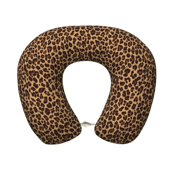 Disketp Leopard Printed Travel Pillow Memory Foam Neck Pillow Support Pillow for Camping, Sleeping Rest Cushion Airplane Pillow