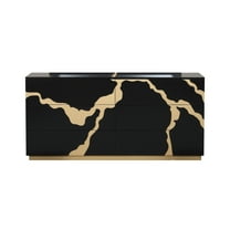 Furniture of America Deverell Modern Adult 6-Drawer Dresser with Gold Accents, Black