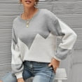 thumbnail image 2 of IROINNID Womens Sweater Jumper Round Neckline Pullover Sweater Color Block Loose Short Length Long Sleeve Knit Sweater, 2 of 6