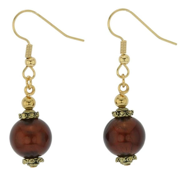 GlassOfVenice Murano Glass Antico Tesoro Balls Earrings - Dark Mocha