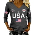 thumbnail image 2 of 250th Anniversary USA Shirt for Women 1776-2026 Patriotic V Neck 3/4 Sleeve Tee American Flag Graphic Tops, 250th Anniversary Independent Day Womens Tops, 4th of July America Clothes Gray XXL, 2 of 4