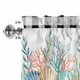 thumbnail image 2 of Summer Beach Window Valance for Kitchen, Ocean Colorful Coral Shell Starfish Seaweed Black Plaid Rod Pocket Short Curtain for Small Windows, Light Filtering Decorative Valance, 42 x 18 Inch, 2 of 9